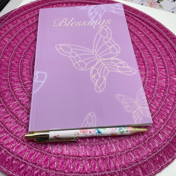 Purple Butterfly Journal with Floral Pen - Picture 2 of 5